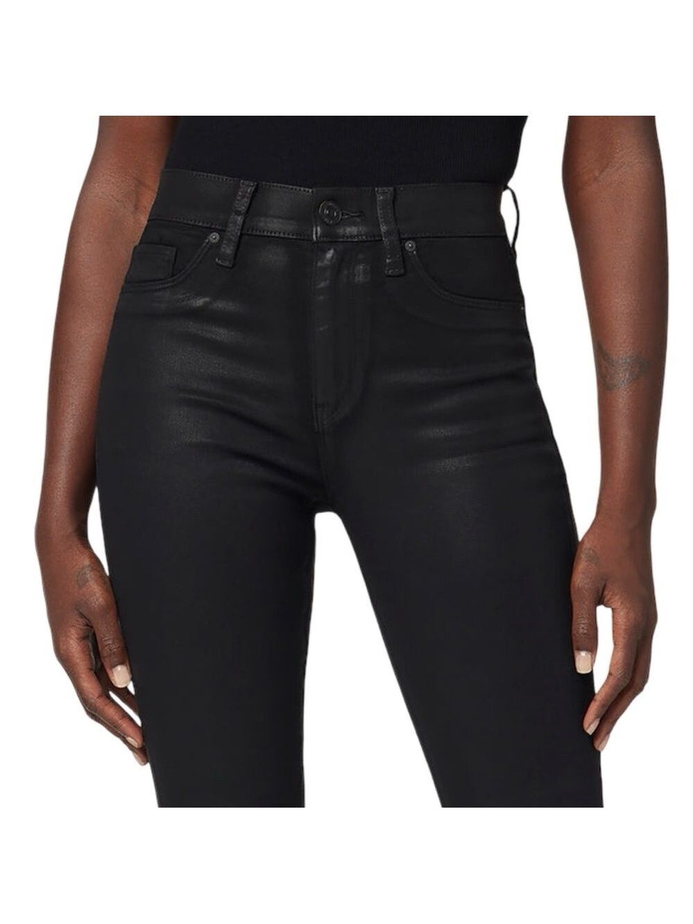 NWT $225 Hudson Barbara High-Rise Bootcut Jean Noir Coated 34.5” Inseam (Tall) - Picture 4 of 16